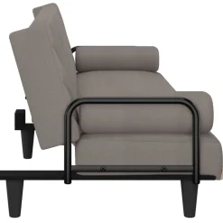 vidaXL Sofás-Sofá cama con reposabrazos tela gris taupe