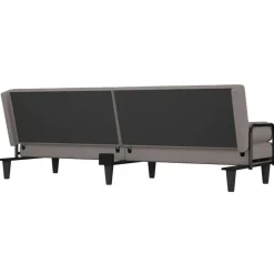 vidaXL Sofás-Sofá cama con reposabrazos tela gris taupe