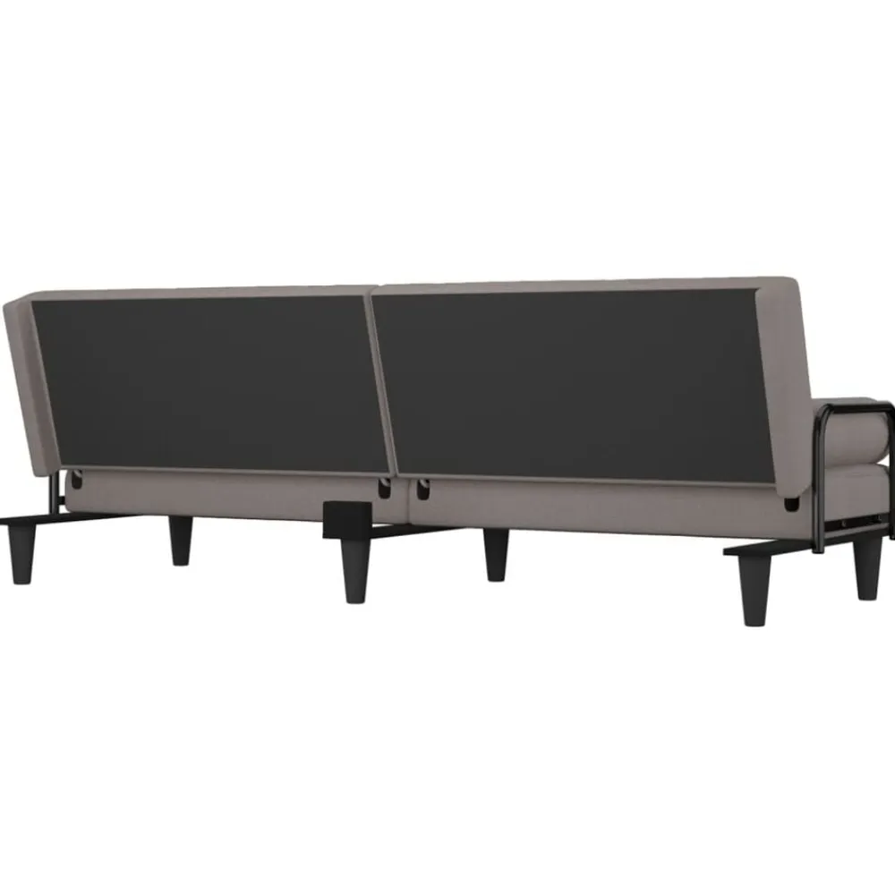 vidaXL Sofás-Sofá cama con reposabrazos tela gris taupe