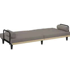 vidaXL Sofás-Sofá cama con reposabrazos tela gris taupe