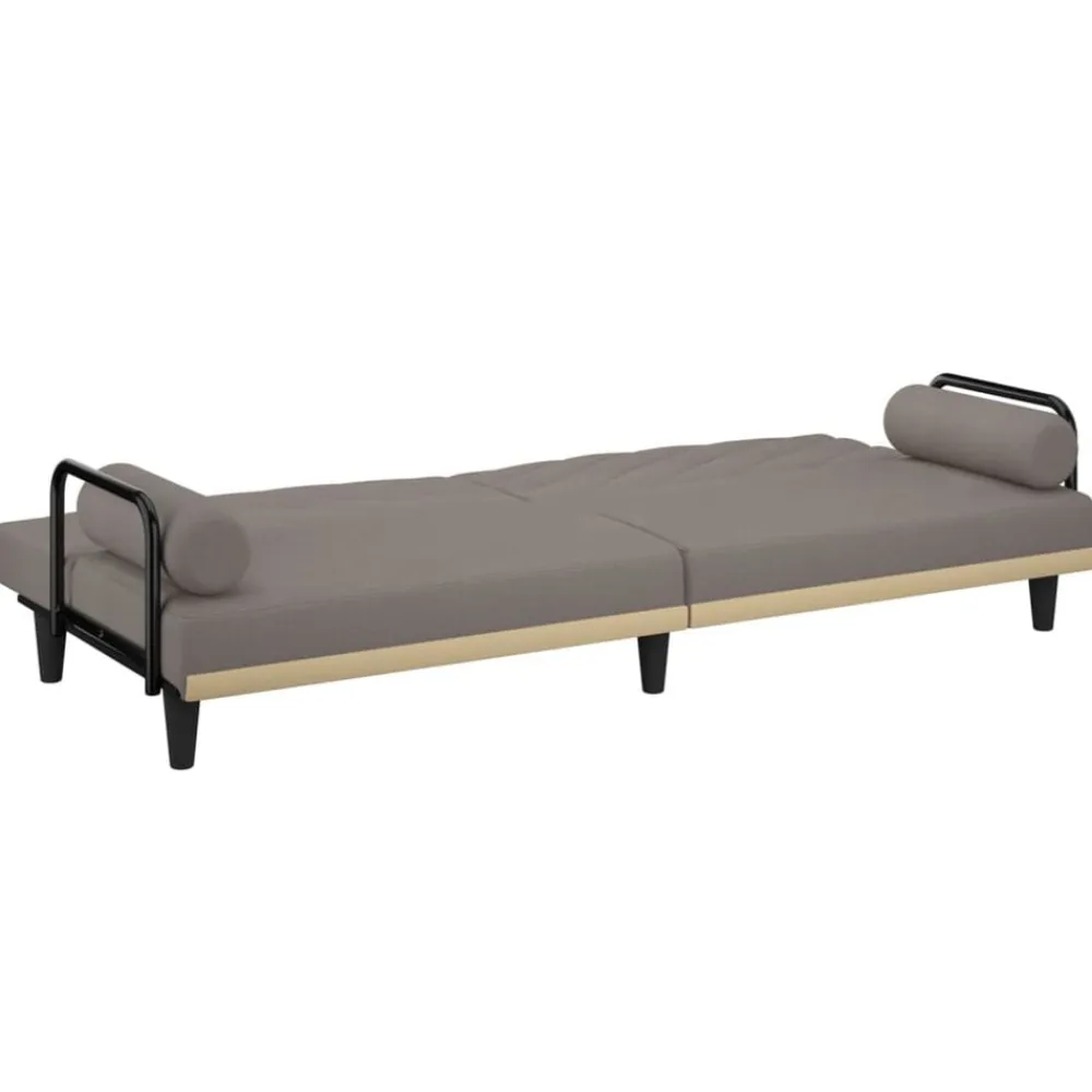 vidaXL Sofás-Sofá cama con reposabrazos tela gris taupe