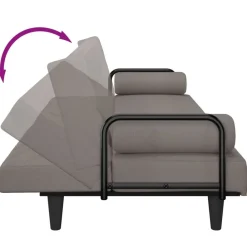 vidaXL Sofás-Sofá cama con reposabrazos tela gris taupe