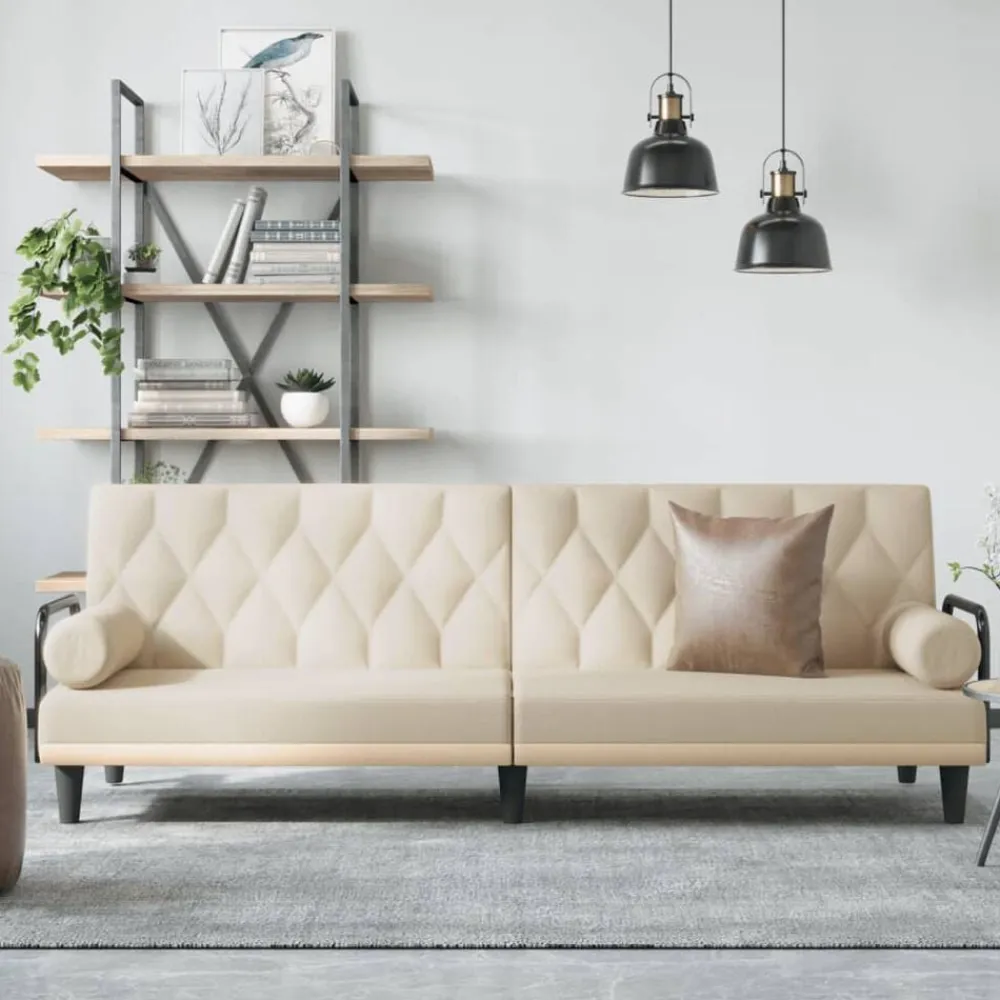 vidaXL Sofá cama con reposabrazos tela color Crema Online
