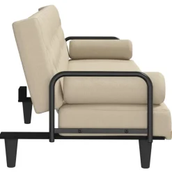 vidaXL Sofá cama con reposabrazos tela color Crema Online