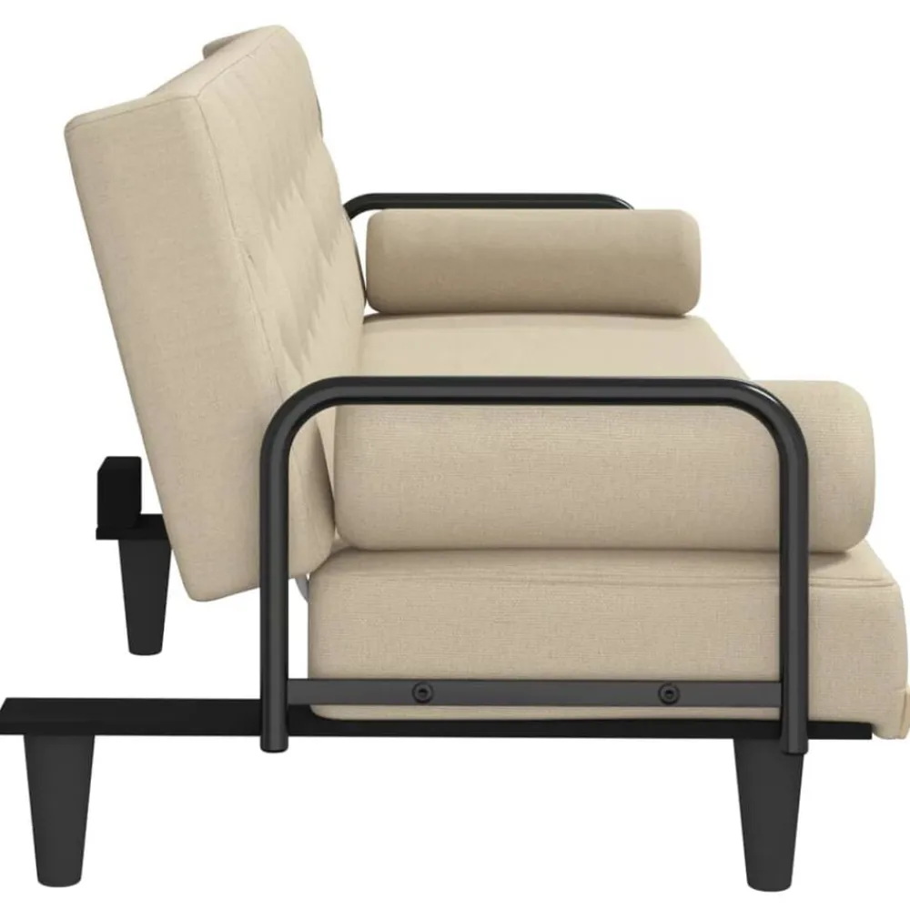 vidaXL Sofá cama con reposabrazos tela color Crema Online