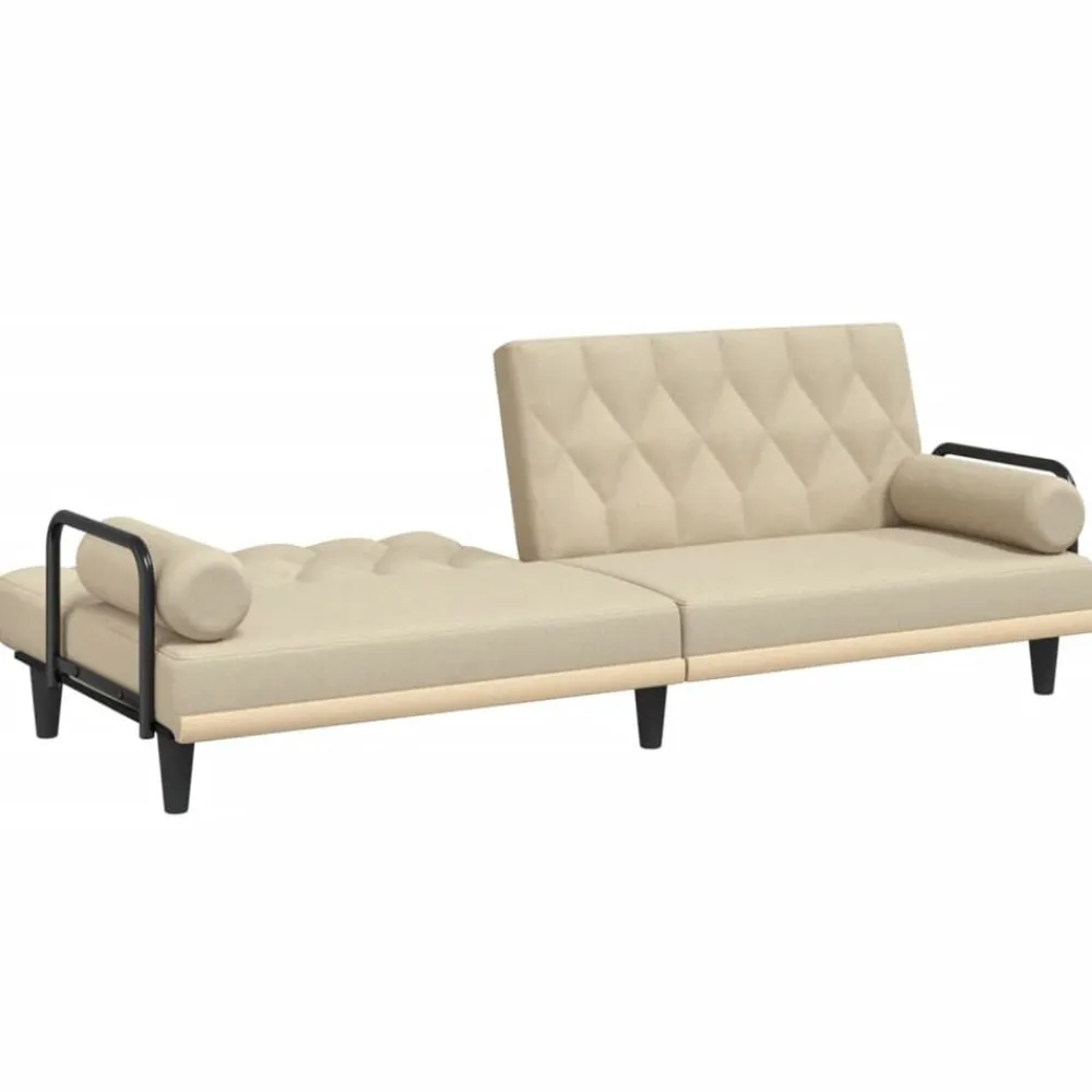 vidaXL Sofá cama con reposabrazos tela color Crema Online