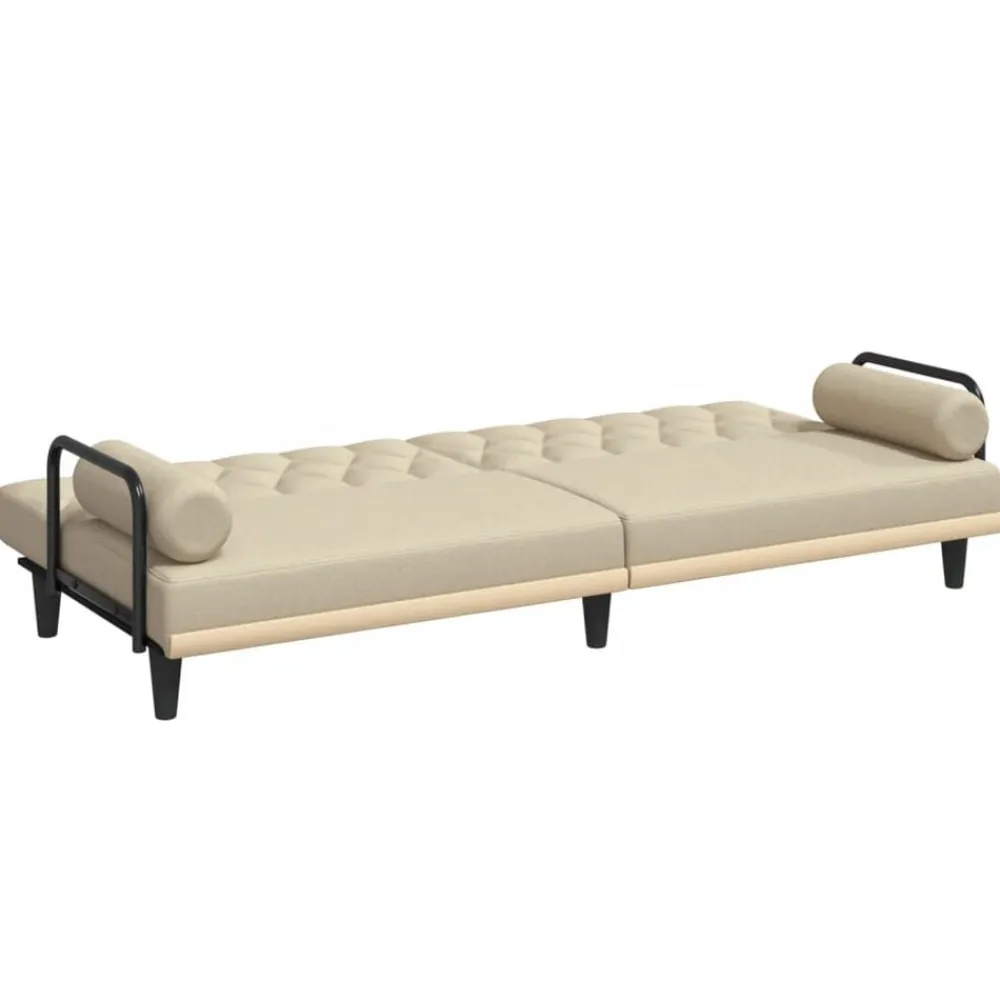 vidaXL Sofá cama con reposabrazos tela color Crema Online