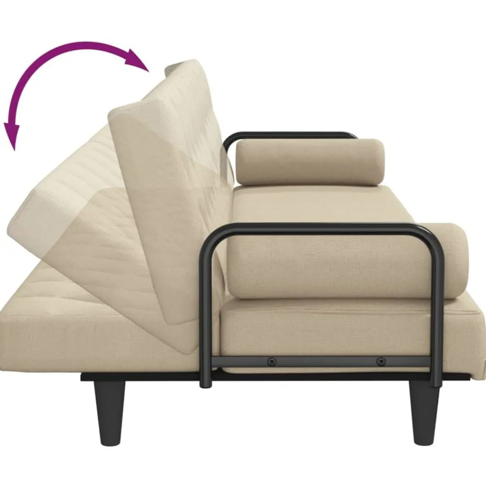 vidaXL Sofá cama con reposabrazos tela color Crema Online