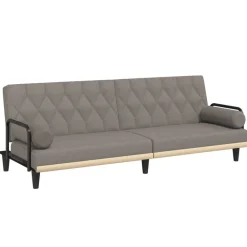 vidaXL Sofá cama con reposabrazos tela gris taupe Taupé Outlet