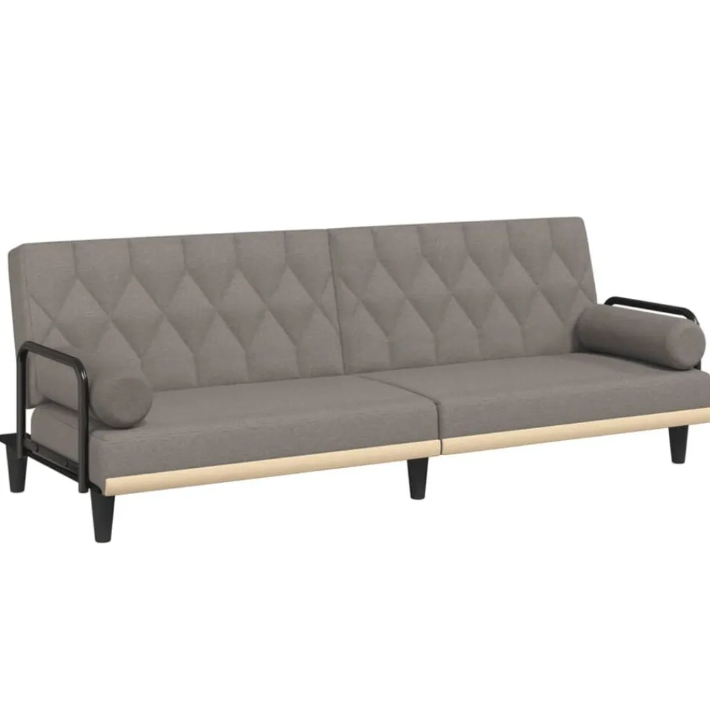 vidaXL Sofá cama con reposabrazos tela gris taupe Taupé Outlet