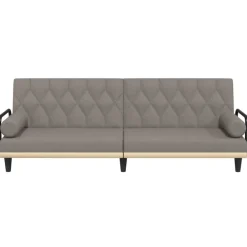 vidaXL Sofá cama con reposabrazos tela gris taupe Taupé Outlet