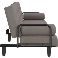 vidaXL Sofá cama con reposabrazos tela gris taupe Taupé Outlet
