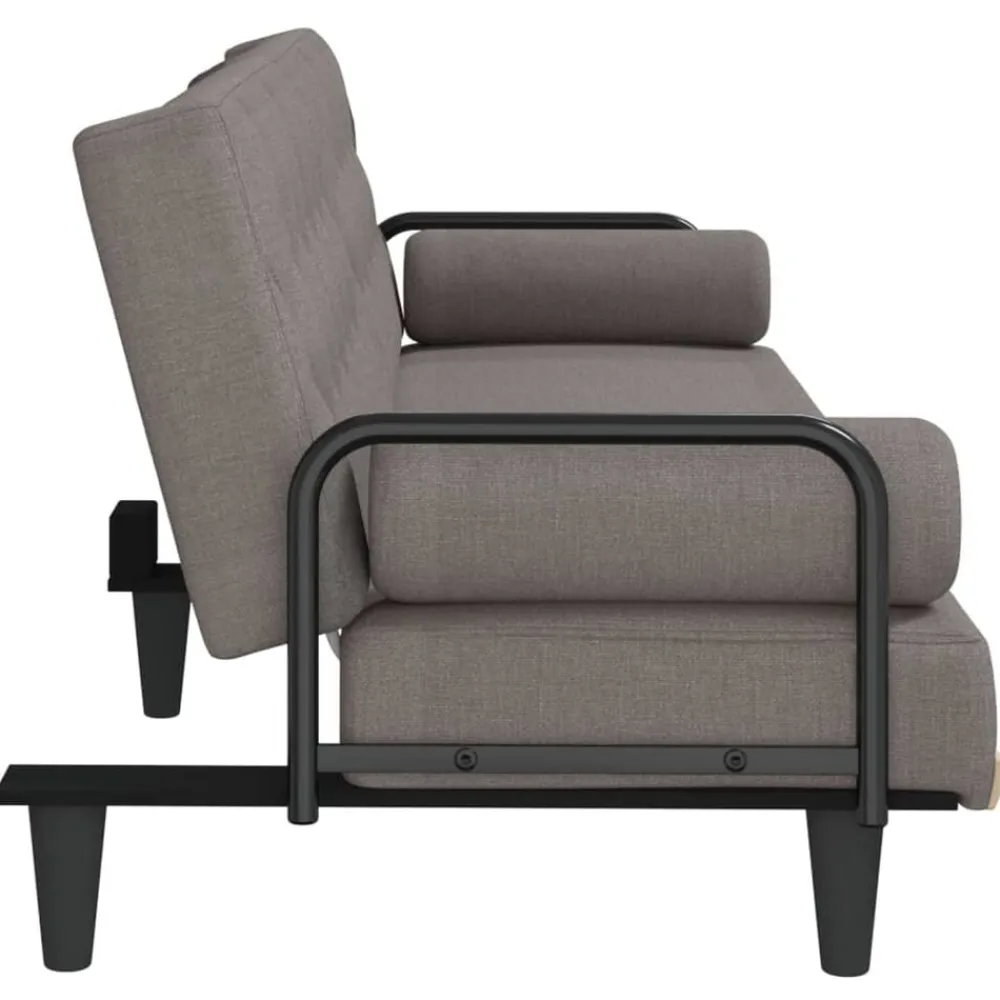 vidaXL Sofá cama con reposabrazos tela gris taupe Taupé Outlet