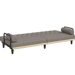vidaXL Sofá cama con reposabrazos tela gris taupe Taupé Outlet