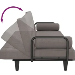 vidaXL Sofá cama con reposabrazos tela gris taupe Taupé Outlet