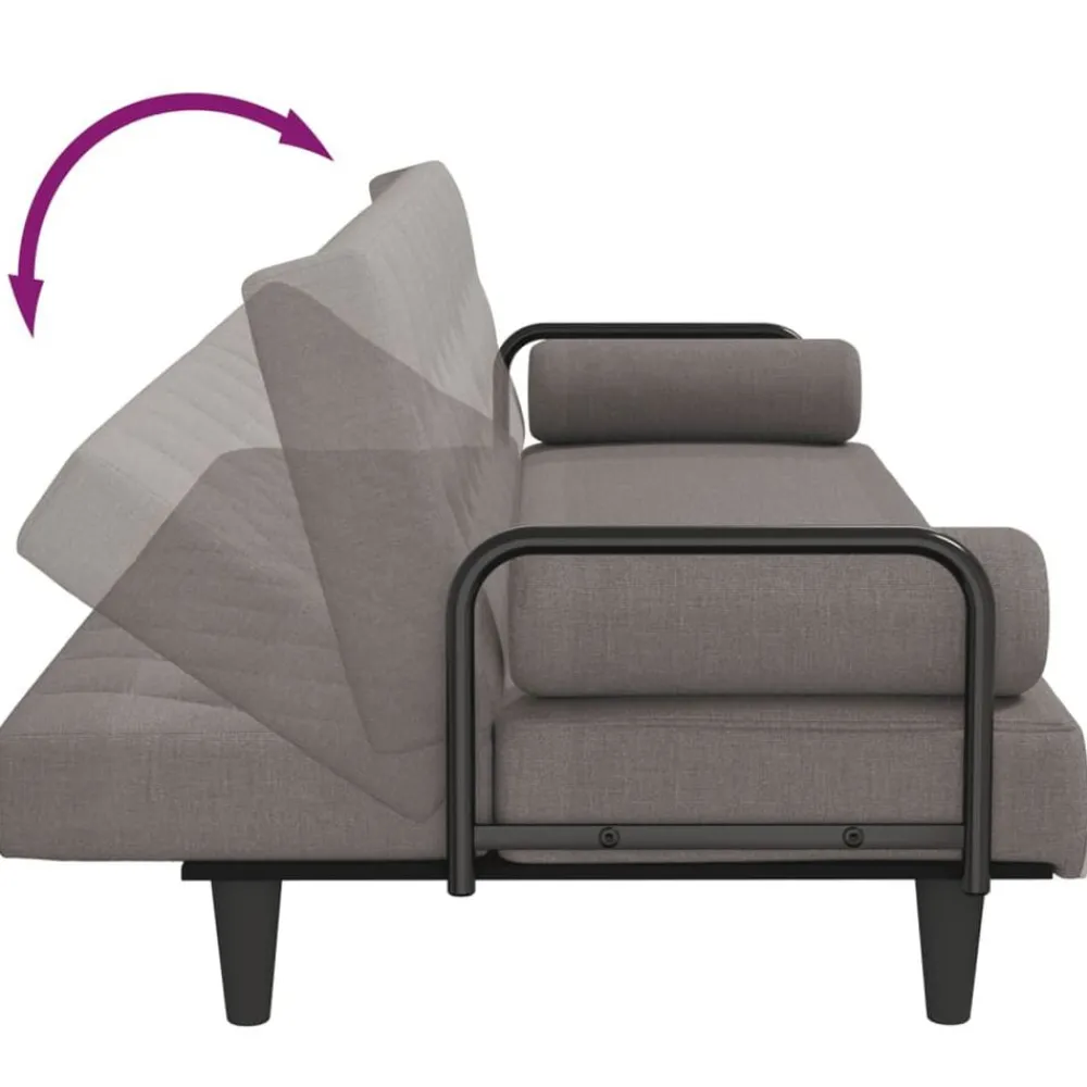 vidaXL Sofá cama con reposabrazos tela gris taupe Taupé Outlet