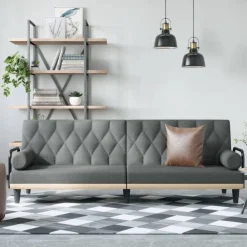 vidaXL Sofás-Sofá cama con reposabrazos tela