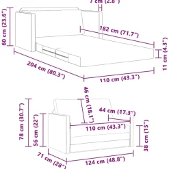 vidaXL Sofá cama 124 x 71 x 78 cm Terciopelo Crema Clearance