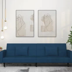 vidaXL Sofás-Sofá cama de 2 plazas con dos almohadas terciopelo