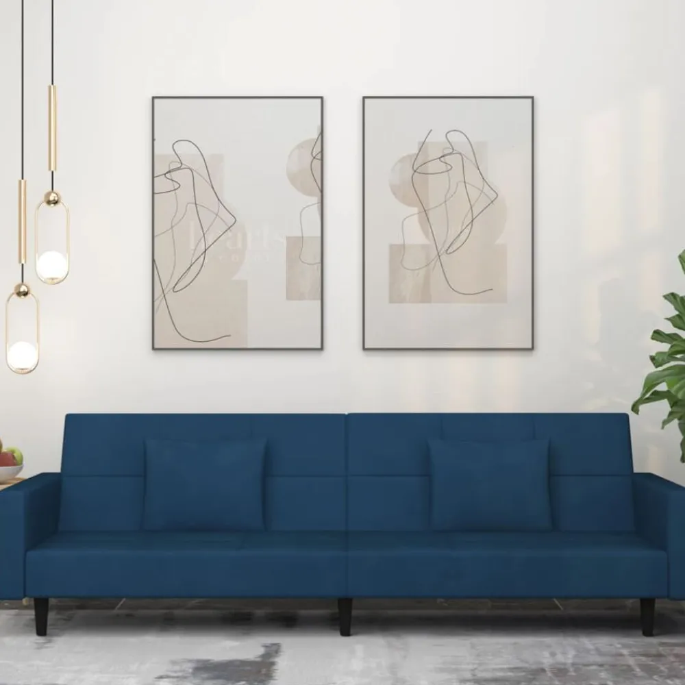 vidaXL Sofás-Sofá cama de 2 plazas con dos almohadas terciopelo