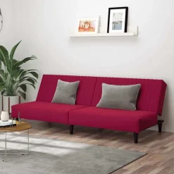 vidaXL Sofá cama de 2 plazas terciopelo color vino tinto Rojo vino tinto Best