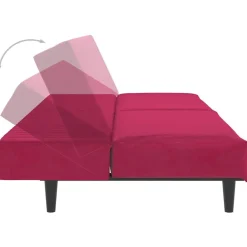 vidaXL Sofá cama de 2 plazas terciopelo color vino tinto Rojo vino tinto Best