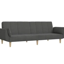 vidaXL Sofá cama de 2 plazas con dos almohadas tela Gris oscuro