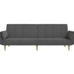 vidaXL Sofá cama de 2 plazas con dos almohadas tela Gris oscuro