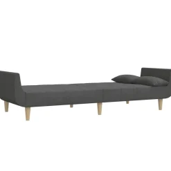 vidaXL Sofá cama de 2 plazas con dos almohadas tela Gris oscuro