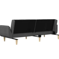 vidaXL Sofá cama de 2 plazas con dos almohadas tela Gris oscuro