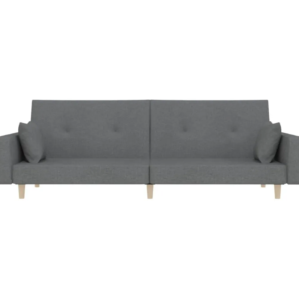 vidaXL Sofá cama de 2 plazas con dos almohadas tela Gris claro