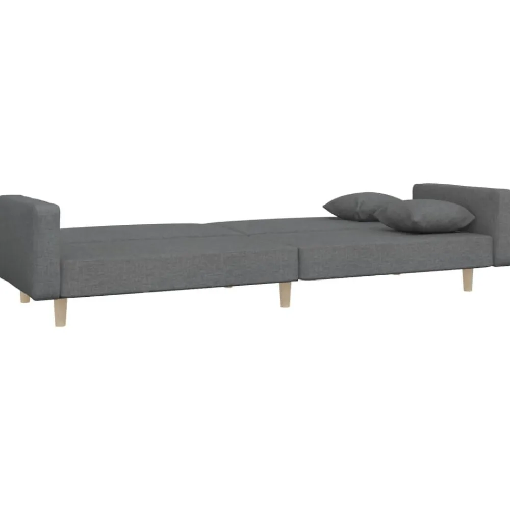 vidaXL Sofá cama de 2 plazas con dos almohadas tela Gris claro