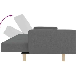 vidaXL Sofá cama de 2 plazas con dos almohadas tela Gris claro