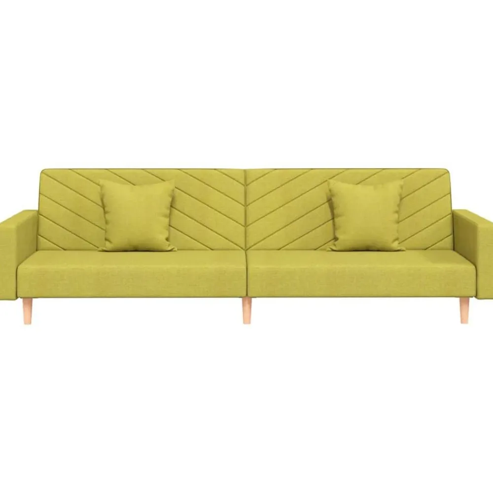 vidaXL Sofá cama de 2 plazas con dos almohadas tela Verde Discount