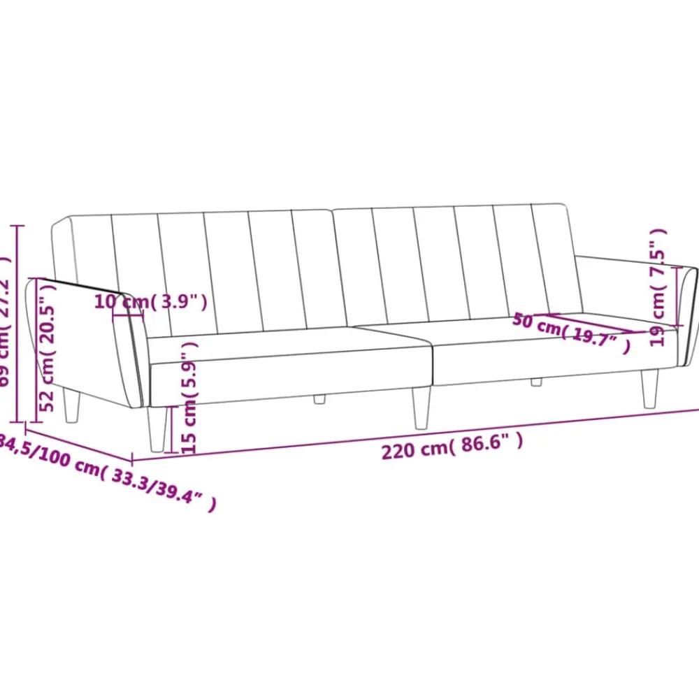 vidaXL Sofás-Sofá cama de 2 plazas tela