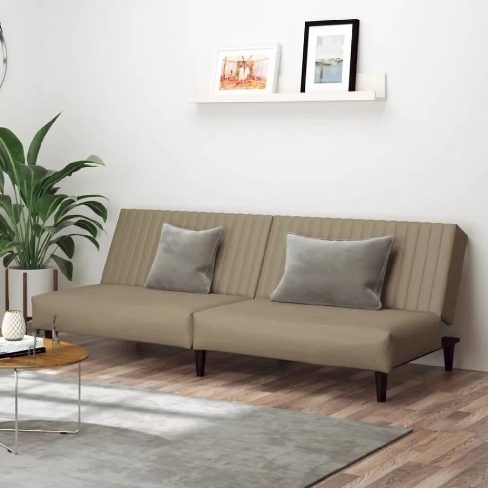 vidaXL Sofá cama de 2 plazas cuero sintético color Capuchino New