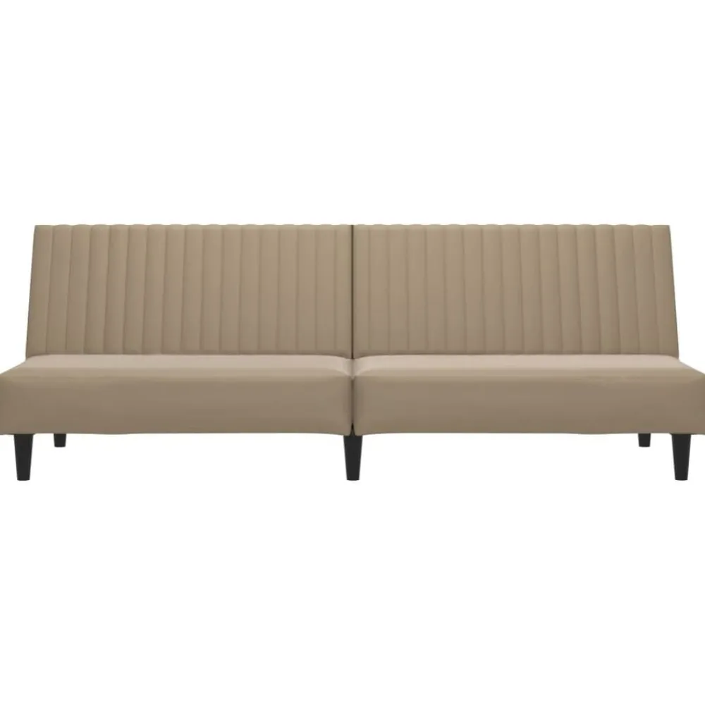 vidaXL Sofá cama de 2 plazas cuero sintético color Capuchino New
