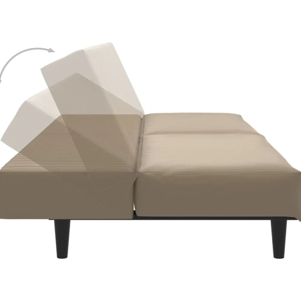 vidaXL Sofá cama de 2 plazas cuero sintético color Capuchino New