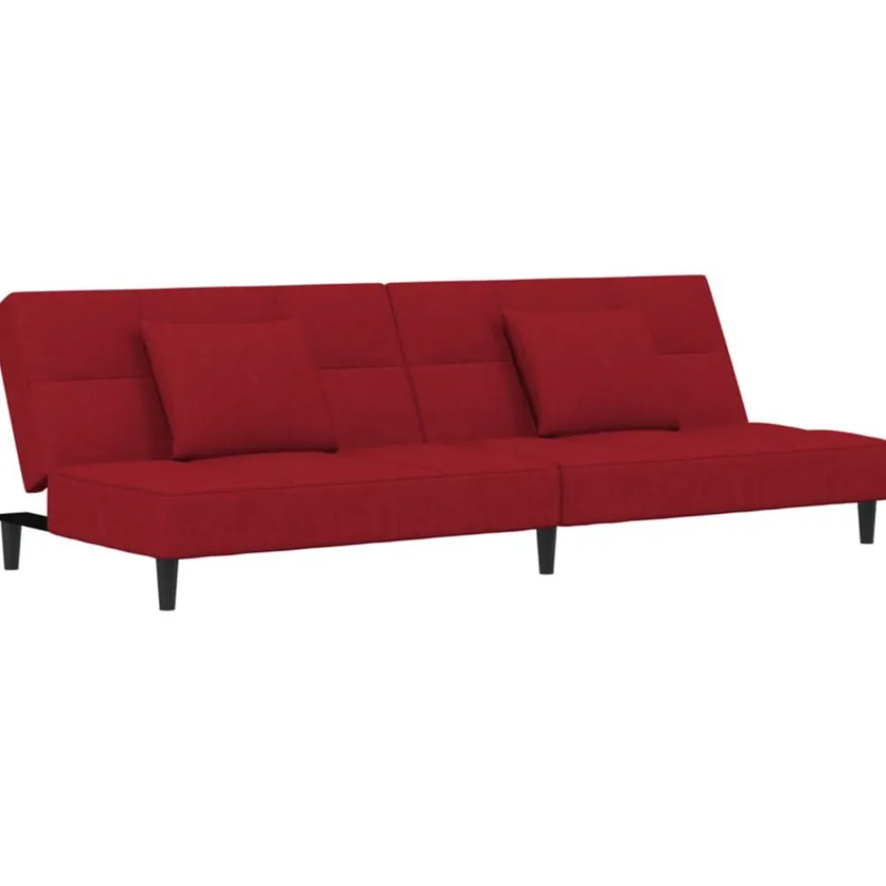 vidaXL Sofá cama de 2 plazas con dos almohadas terciopelo rojo tinto Rojo vino tinto New