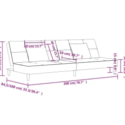 vidaXL Sofá cama de 2 plazas con dos almohadas terciopelo rojo tinto Rojo vino tinto New