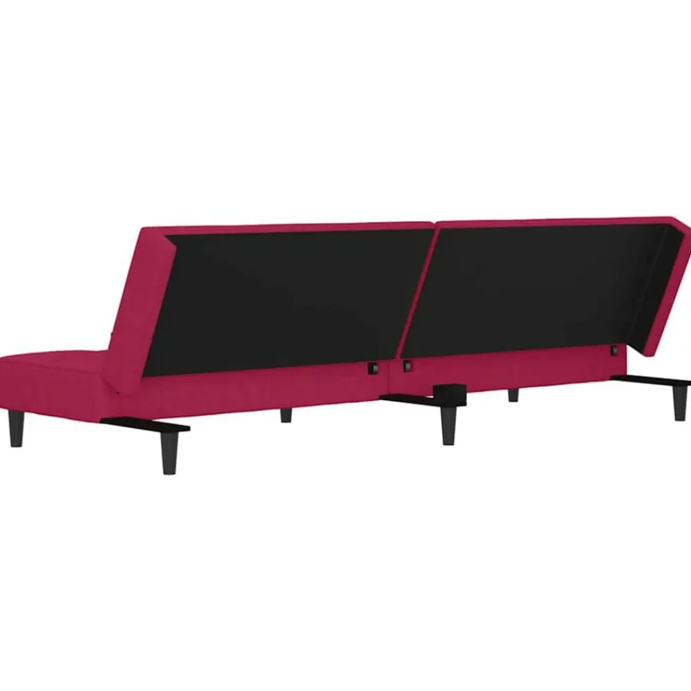 vidaXL Sofá cama de 2 plazas con dos almohadas terciopelo rojo tinto Rojo vino tinto New