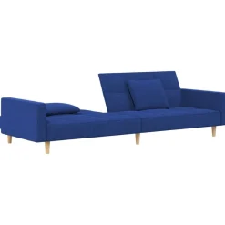 vidaXL Sofás-Sofá cama de 2 plazas con dos almohadas tela