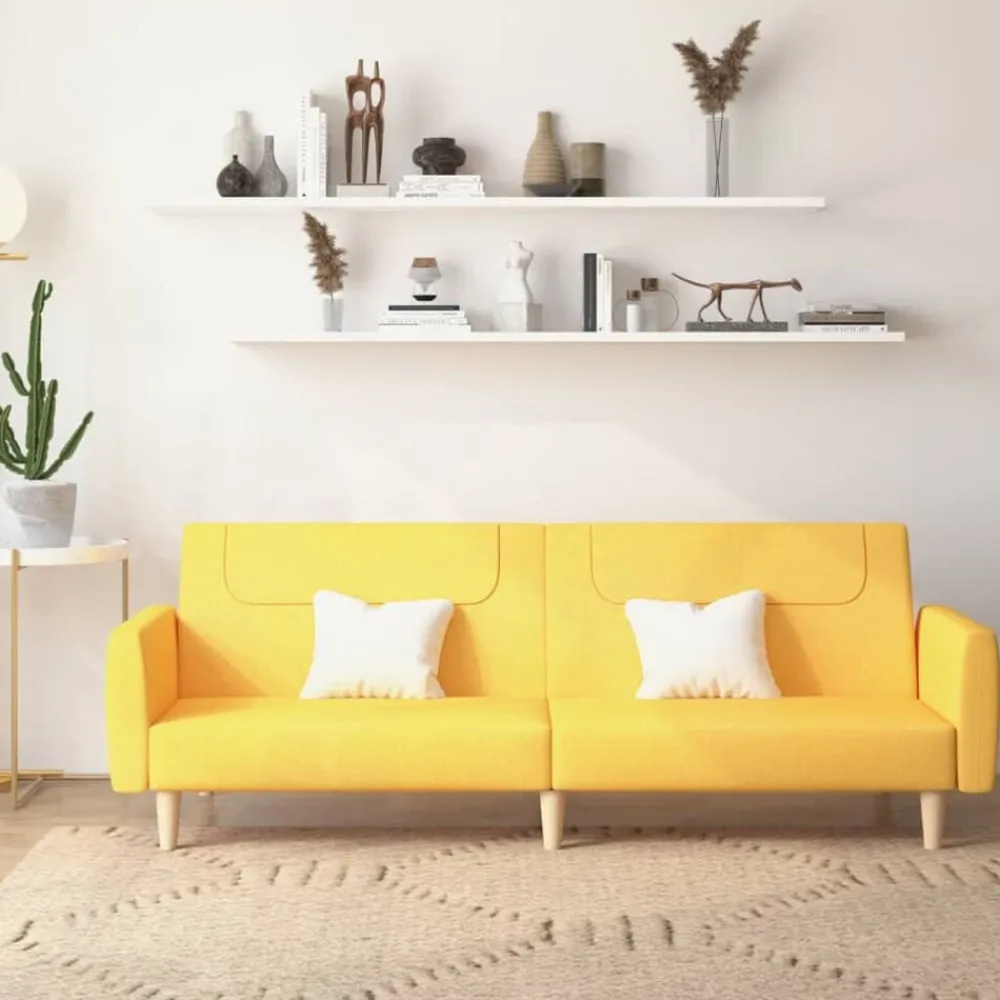 vidaXL Sofá cama de 2 plazas tela Amarillo