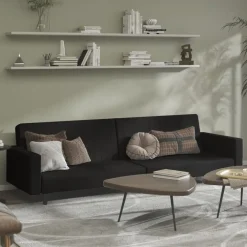 vidaXL Sofá cama de 2 plazas terciopelo Negro Discount