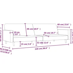 vidaXL Sofá cama de 2 plazas tela Gris claro New