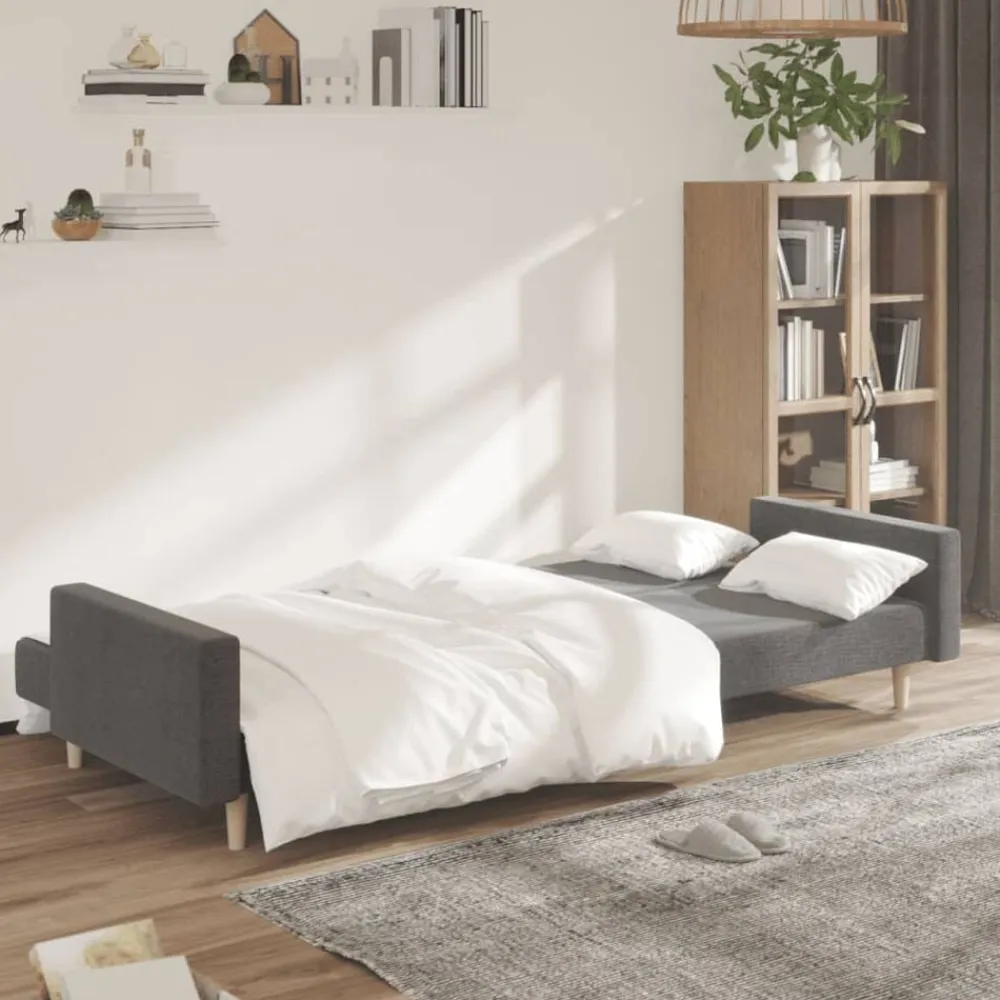 vidaXL Sofá cama de 2 plazas tela Gris claro New