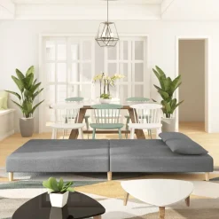 vidaXL Sofás-Sofá cama de 2 plazas con dos almohadas tela
