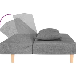 vidaXL Sofás-Sofá cama de 2 plazas con dos almohadas tela
