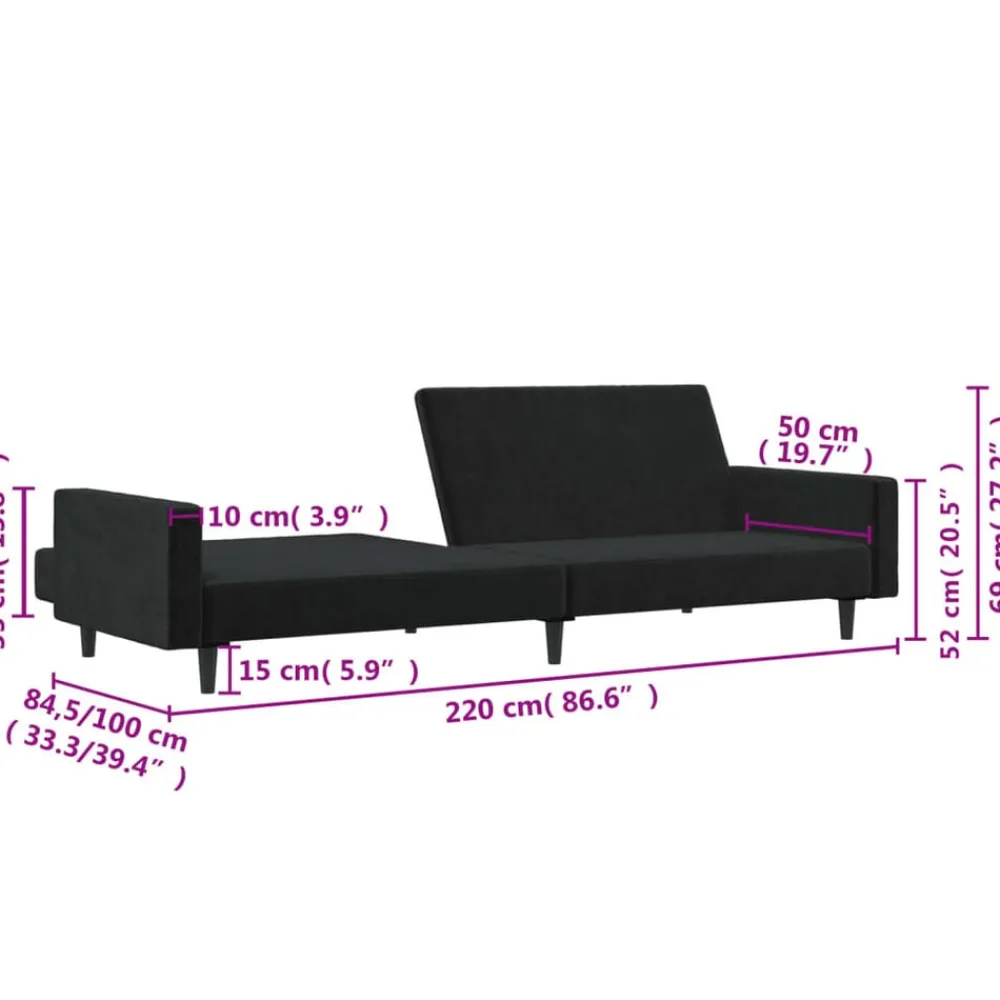vidaXL Sofás-Sofá cama de 2 plazas terciopelo