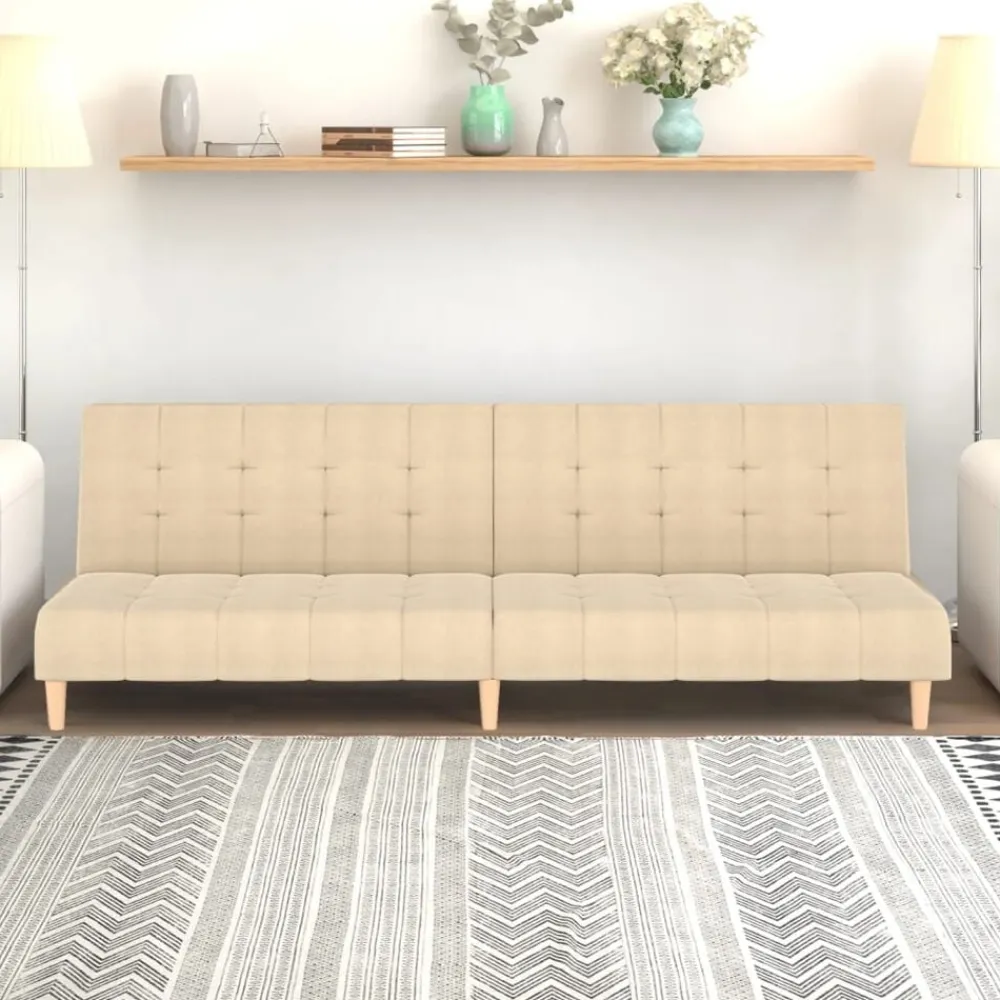 vidaXL Sofá cama de 2 plazas tela color Crema Outlet